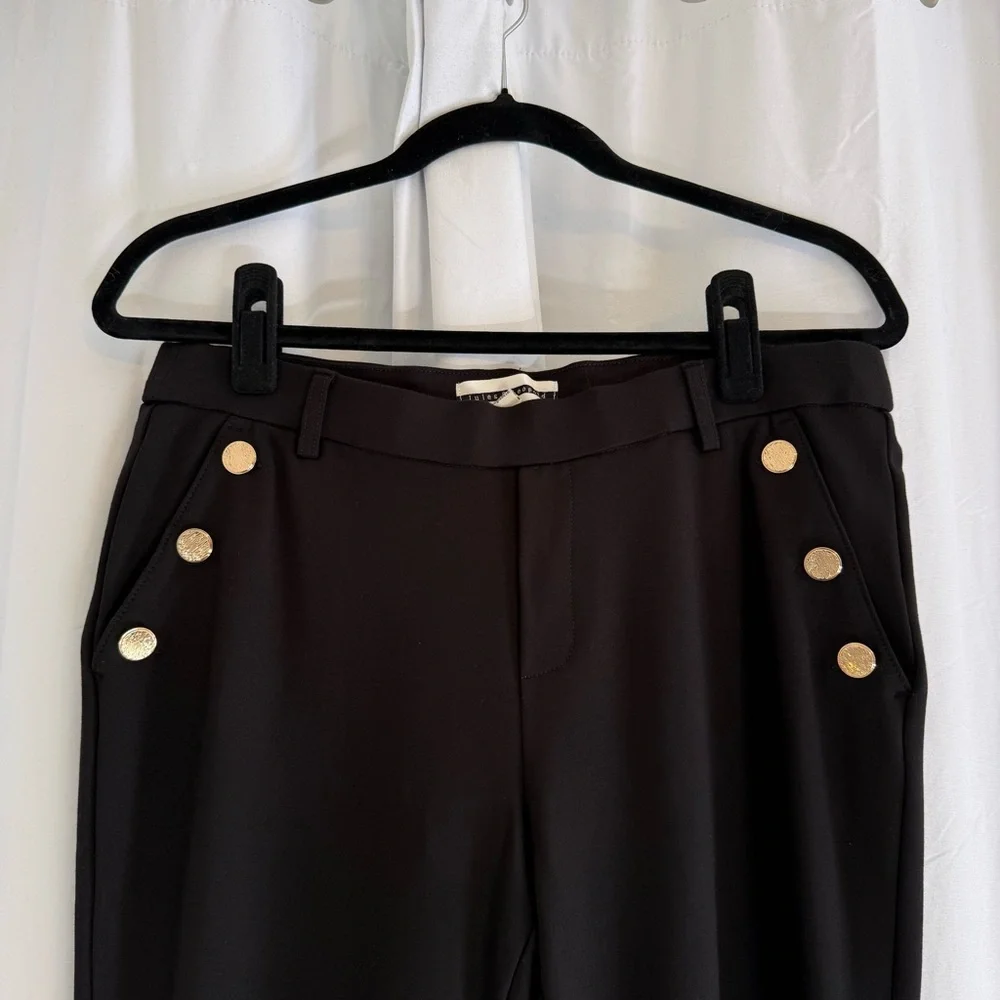 Jules & Leopold Pull On Slim Ponte Pants Gold Button Black Legging Style Large - Picture 4 of 7